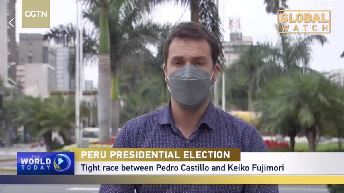 Polls have closed in #Peru's presidential #elections. 2 candidates from opposite ends of the spectrum are squaring off to be the country's next leader. The socialist Pedro Castillo, and right-winger Keiko Fujimori. And from results so far, the race is too close to call. https://t.co/LxCFHUTjoB