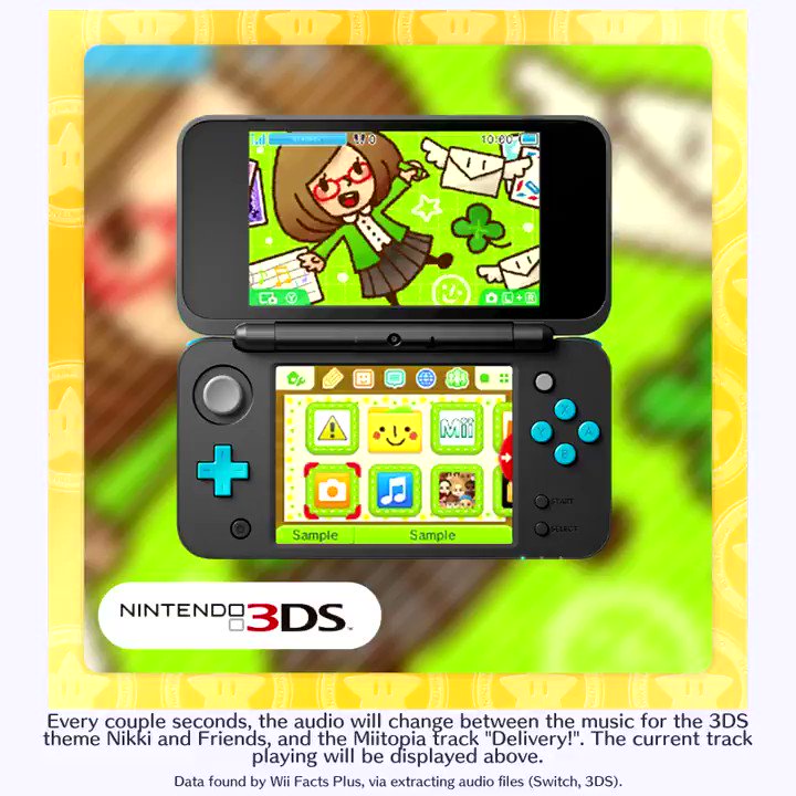 Wii Facts Plus On Twitter The Music That Plays On The 3ds Theme Nikki And Friends Is A Swapdoodle Themed Remix Of The Delivery Track From Miitopia As Shown With The Following Comparison