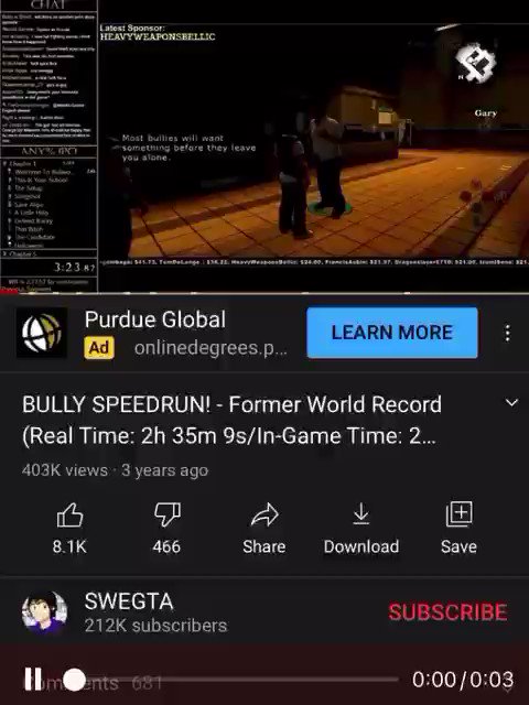 BULLY SPEEDRUN! - Former World Record (Real Time: 2h 35m 9s/In