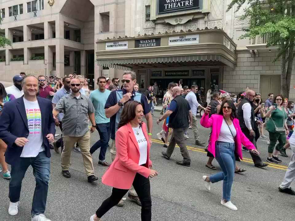 The @VP and @SecondGentleman are on the move at Capital Pride 🌈 https://t.co/F27RxDaoHJ