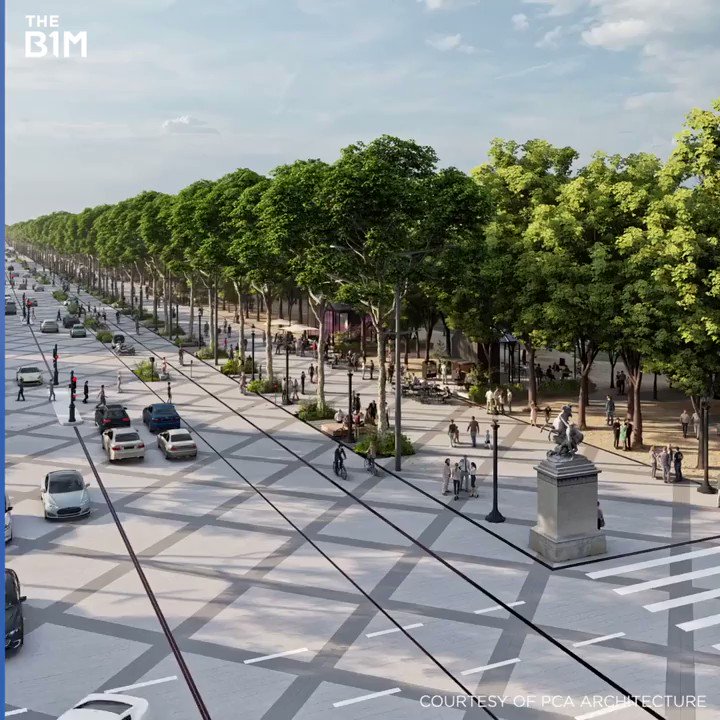 Paris is investing £225m to transform the iconic but car-choked Champs-Élysées boulevard into an “extraordinary garden.” Among other things, 140K on-street parking spaces will be removed. Bold city-building leadership from @Anne_Hidalgo & team. Via @TheB1M https://t.co/OWycyRTRRa