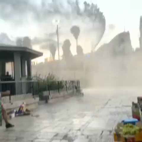 One of Al-Aqsa gates being sprayed with sewage by Israeli forces! #PALESTINE https://t.co/GTUfKcOl2t