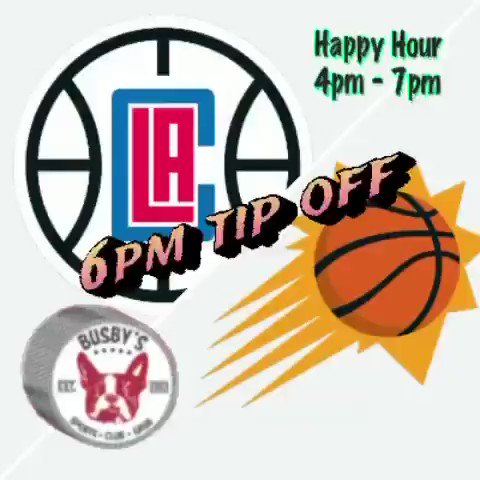 Clippers vs Suns Western Conference Championship 6pm Busby’s West Happy Hour 4-7pm #busbys #busbyswest #santamonica #sportsbar #happyhour #alfresca #patio #patiodining #postmates #doordash #grubhub #chownow #ufc #nba #mlb #nfl #nhl #mls https://t.co/84rmE87AtI