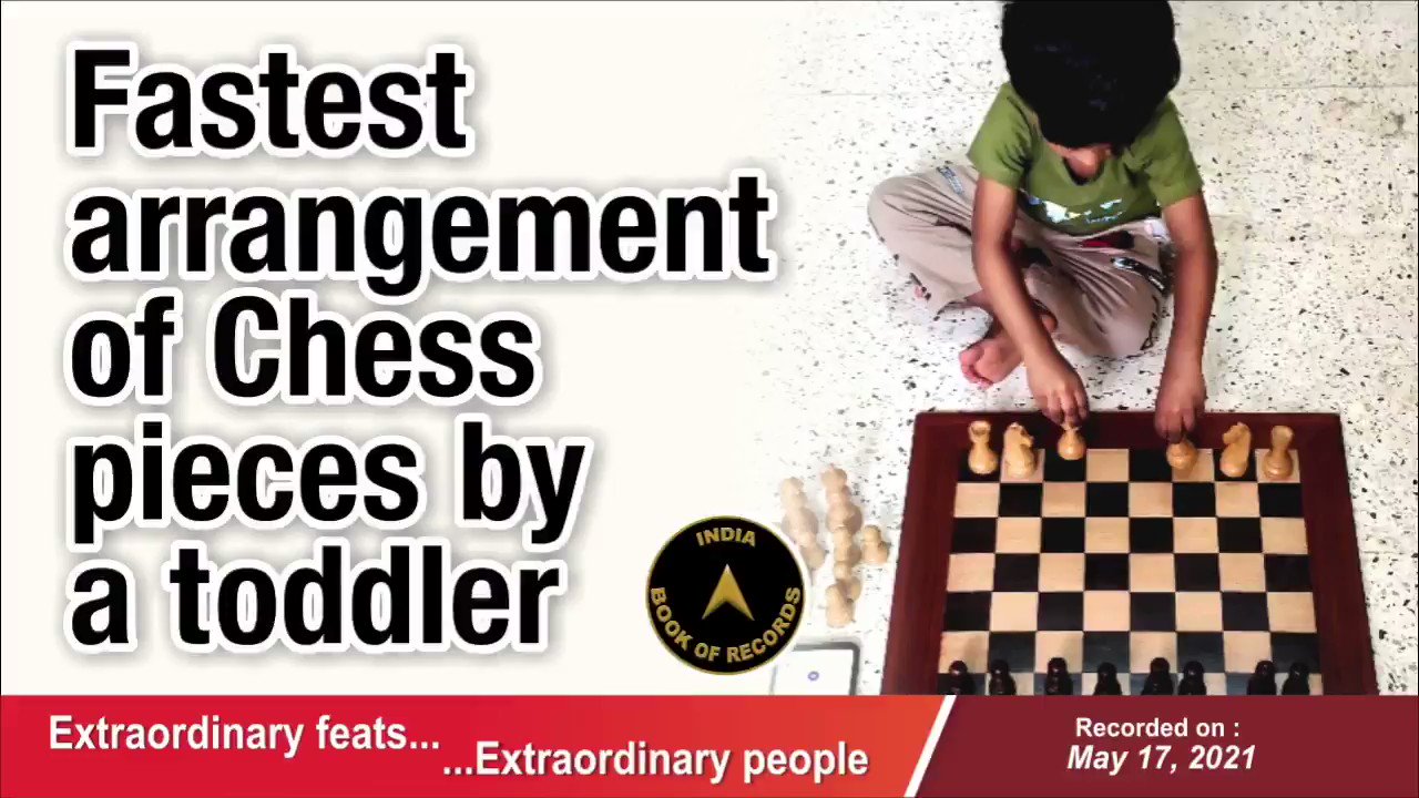 FASTEST ARRANGEMENT OF CHESSMEN ON A CHESS BOARD BY A KID - IBR