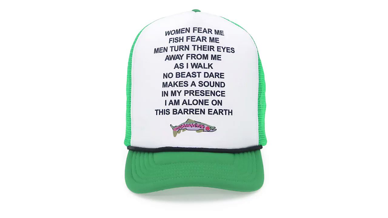Ivan on X: FISH FEAR ME 🐠 WOMEN FEAR ME 💅🏻 MEN TURN AWAY FROM MY GAZE  😱 Ivan's Big Fish Hat, available now. 🎣  / X