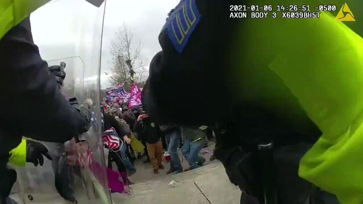 Video court exhibit from US Justice Dept reveals another danger faced by police in Jan 6: The projectiles thrown by the mob https://t.co/TmRBF4TAXu