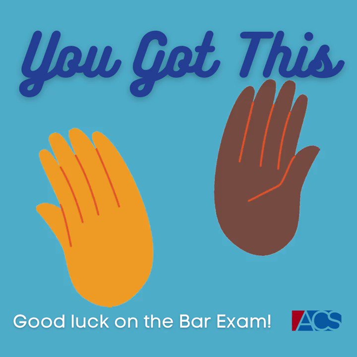 The bar exams start July 26. Join us in sending good luck wishes to the 800+ class of '21 grads and ACS Student Chapter leaders from law schools across the country. https://t.co/c7uyukcymj
