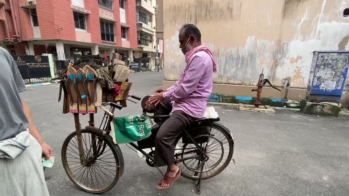 自転車を漕いで、包丁を研ぐインド方式！しかも90円！！