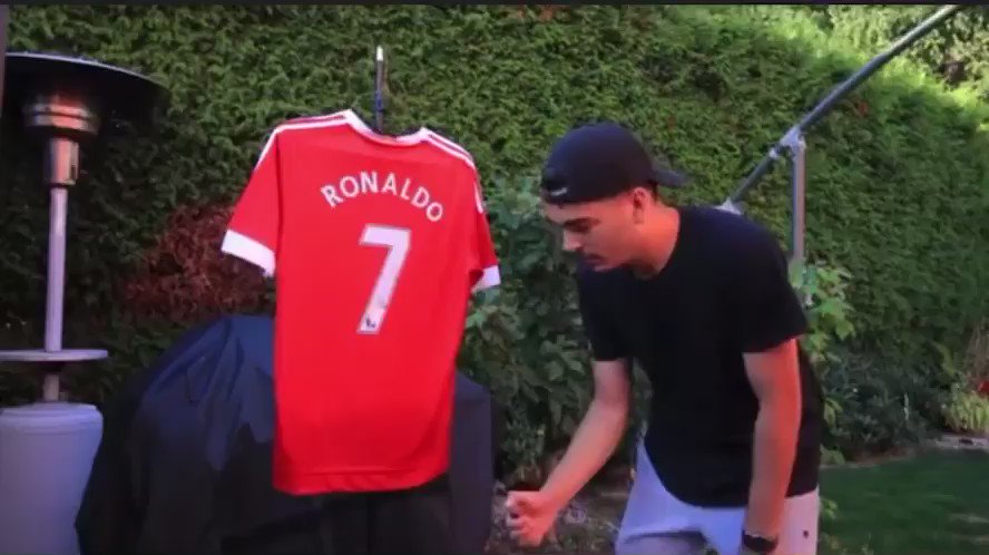 Whoops! Football fan is left red-faced after BURNING his Manchester United ' Ronaldo 7' shirt