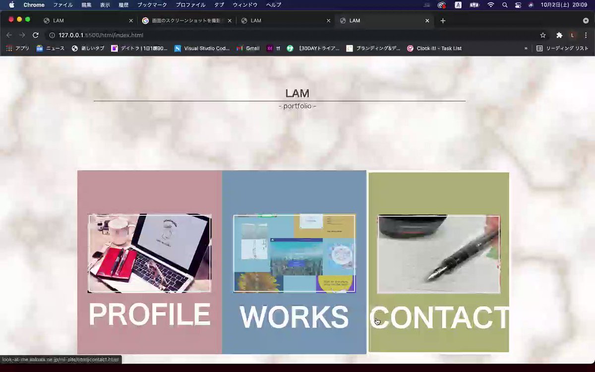 ポートフォリオサイト ひとまずここまで出来た セキュリティ面ではじかれたので 修正中ー 公開できたらurl掲載してみようかな デザイン面とかまだまだ改善の余地あるとおもいますが一区切りということで 動作の様子を動画に撮りました Web制作 Webデザイン