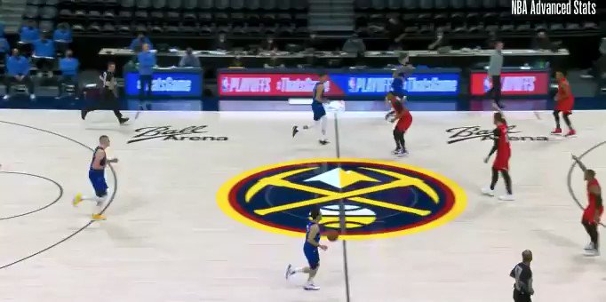 One thing I would love to see DEN do more of is get Porter & Jokic in a screening actions away from the ball.
Look at the pressure that action puts on Normal Powell & Jusuf Nurkic. Nurk cant defend Jokic away from the rim & protect the rim. Helping leaves the corners open. https://t.co/Ct4IeLicqx