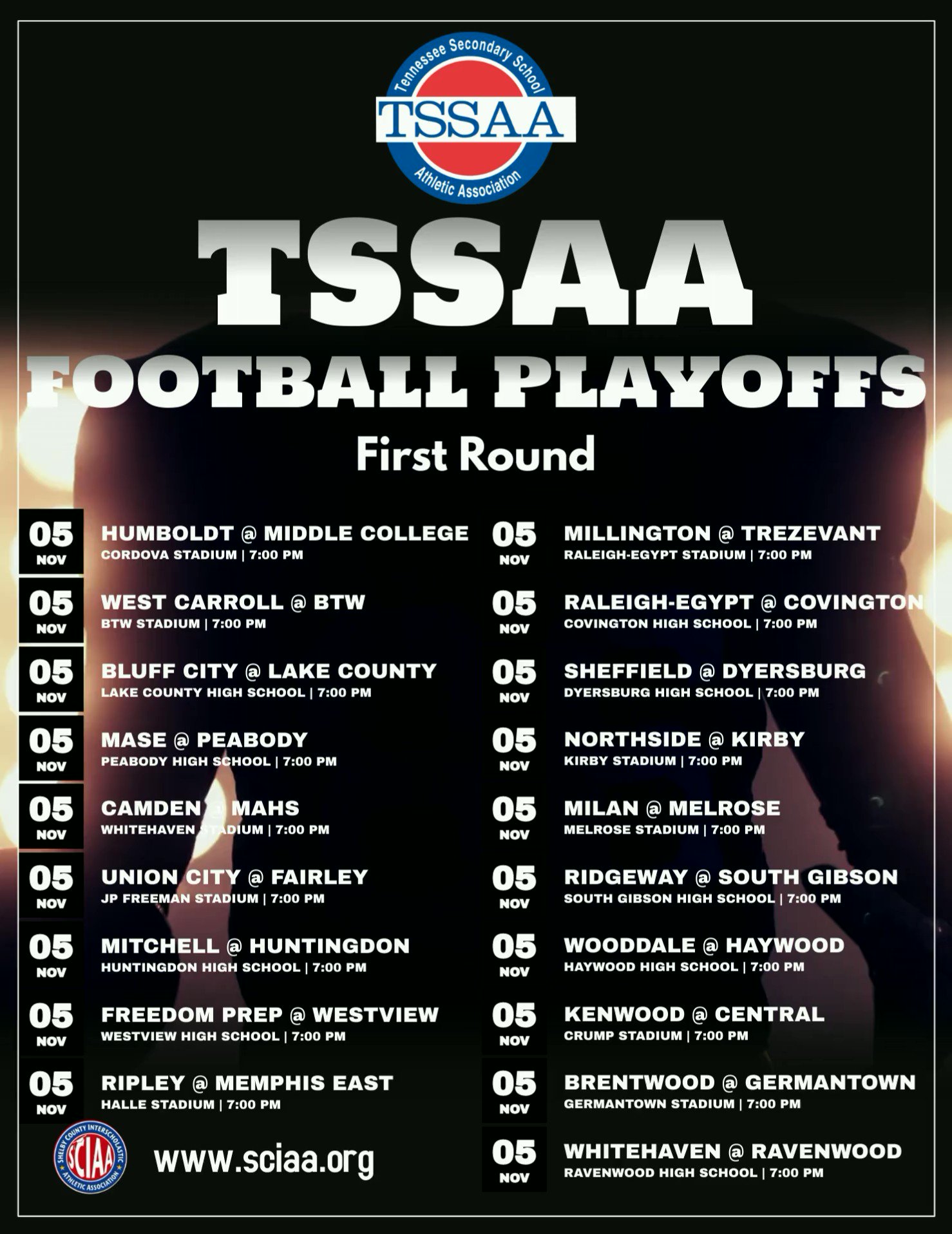MSCIAA Athletics on Twitter "TSSAA Football Playoffs 1st Round! Good luck to all of our teams