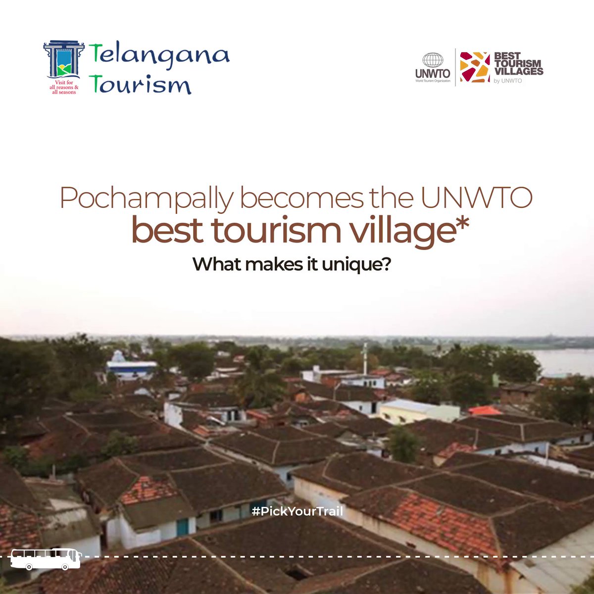 #UNWTO will officially confer the #BestTourismVillage title to #BhoodanPochampally during the General Assembly session on 2nd December 2021.
@KTRTRS @VSrinivasGoud @USrinivasGupta @kishanreddybjp @incredibleindia @tourismgoi @TelanganaCMO
#TelanganaTourism https://t.co/hhC279dSs5