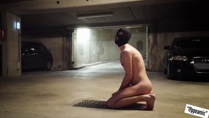 ?J-18? I Piss On My #Fagot?

Naked on the floor of a public parking. I spray him with my piss and he
