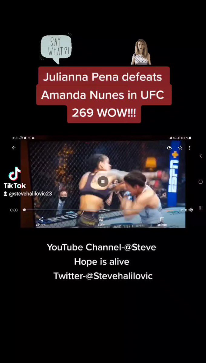 RT @stevehalilovic: Julianna Pena defeats Amanda Nunes in UFC 269 WOW!!! https://t.co/8eApP5wtfn