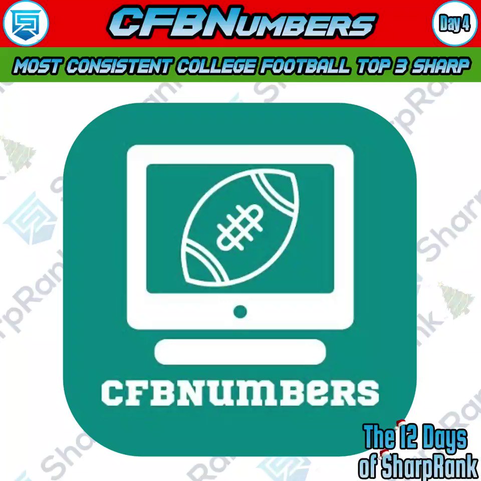 It is DAY 4 of the 12 DAYS OF SHARPRANK! 
Today we recognize the Sharp most consistently in the TOP 3 places of the College Football TOP 10 Weekly Rankings throughout the season. 

Congrats to @CFBNumbers!

Keep track of our #12Days by following us on our 
@Sharp_Rank platforms! https://t.co/ePtXHqZUH8