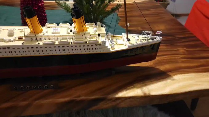 My 15 year old finished building the Titanic Lego and I had to post video because dang this is sooooooooooo