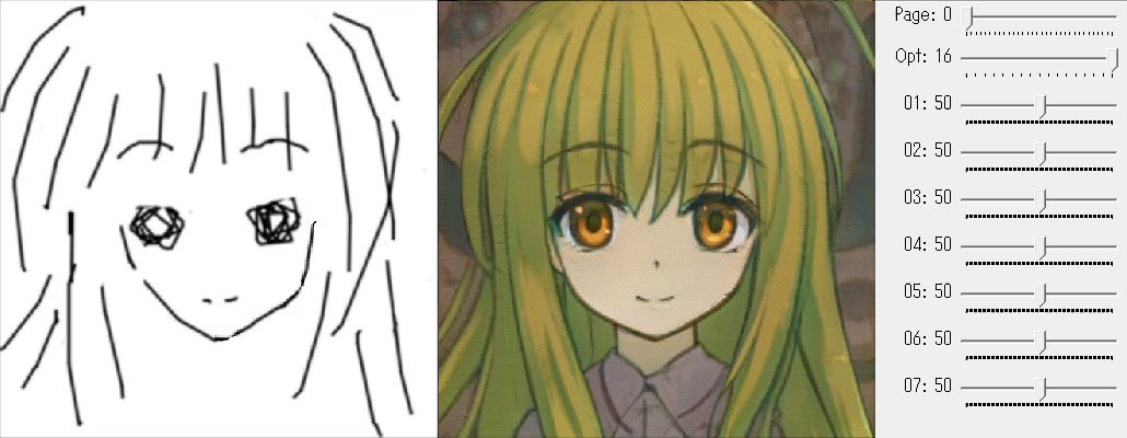 ラフな手書きからアニメ絵をリアルタイムに自動生成