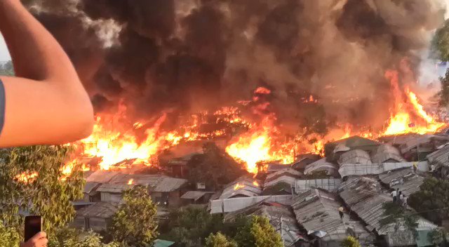 RT @AlviFozia: Massive fire in #Rohingya camps, it seems that there's no end to their misery. https://t.co/XHYhK9LSq2