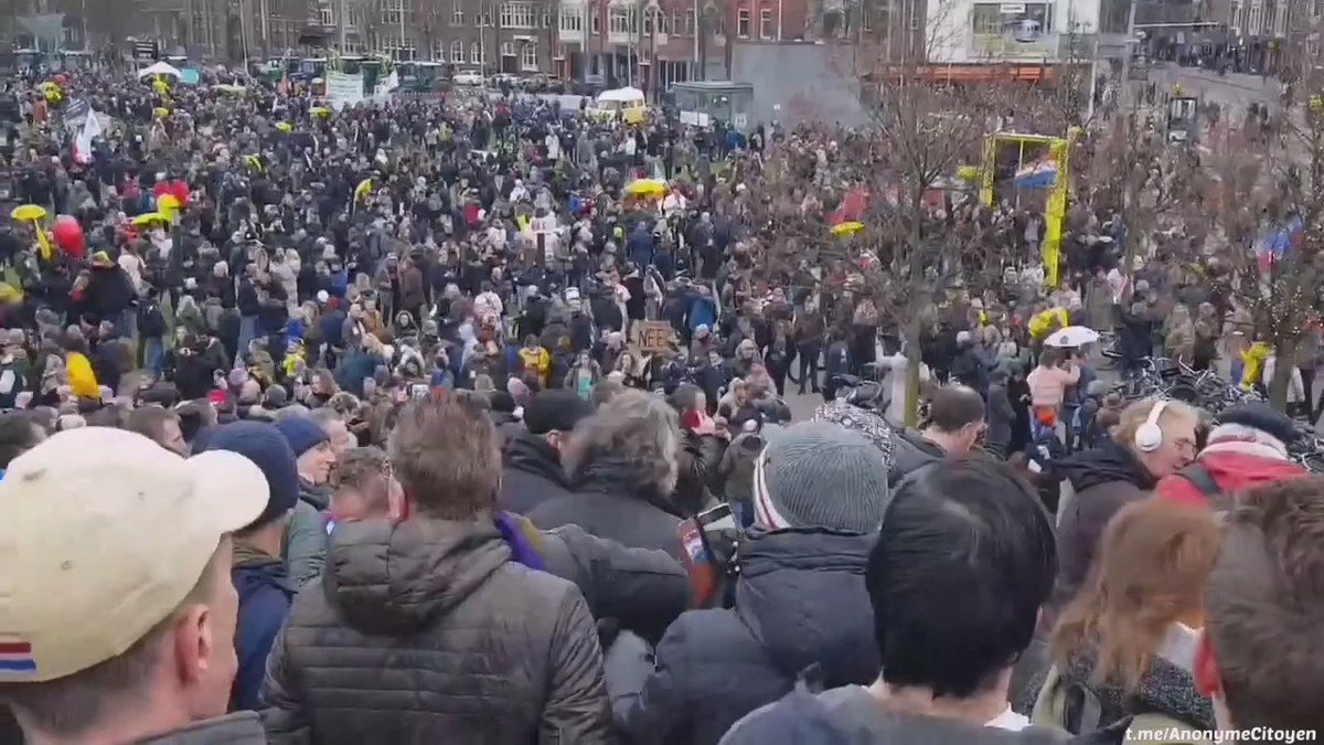 Image for the Tweet beginning: The people of Amsterdam protest