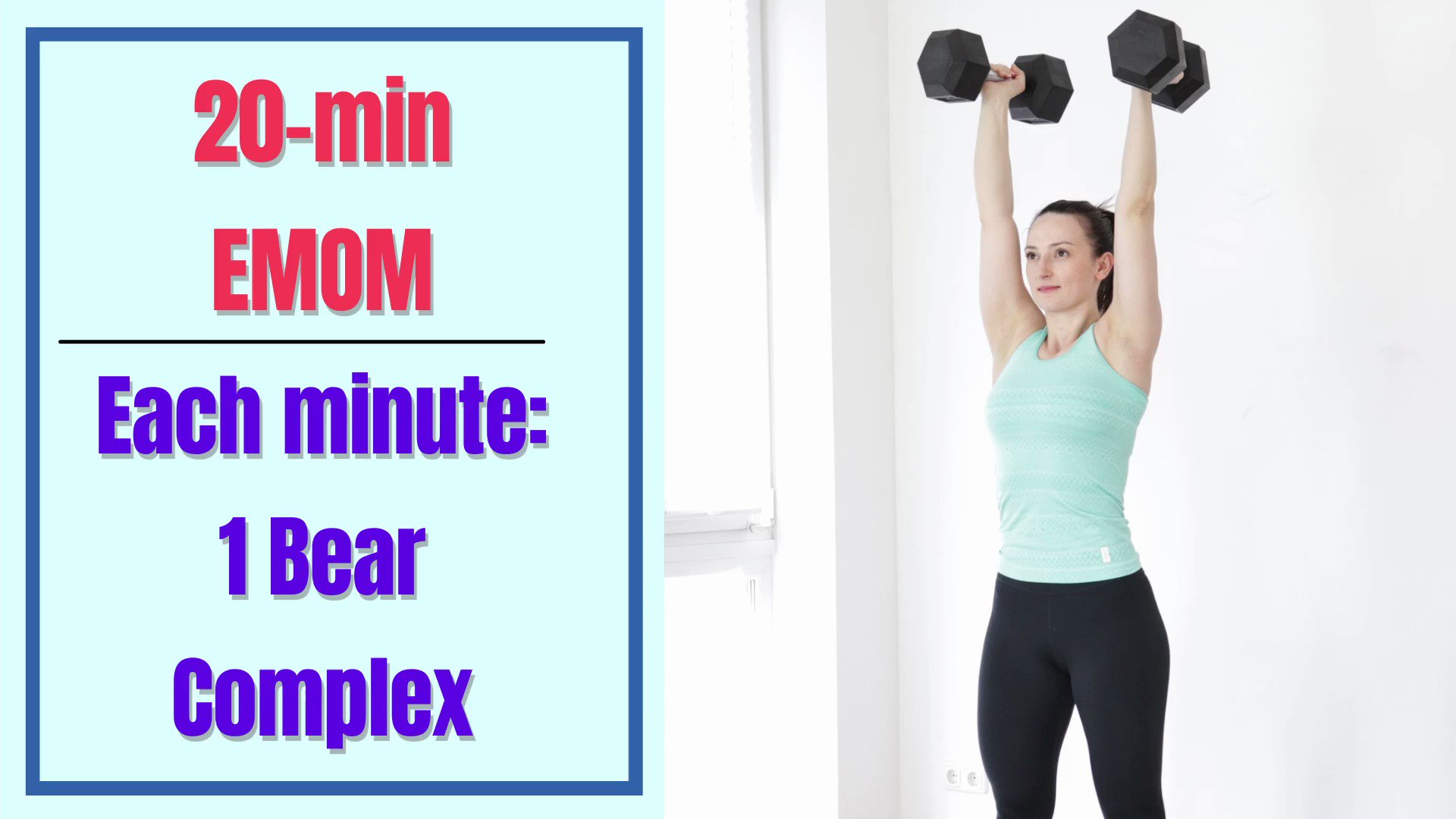 Lily  Workoutfrolic on X: Workout of the Day A dumbbell complex. (you can  also use a barbell) Every 1 min for 25 mins. Dumbbell Bear Complex: 1 x DB  Power Clean