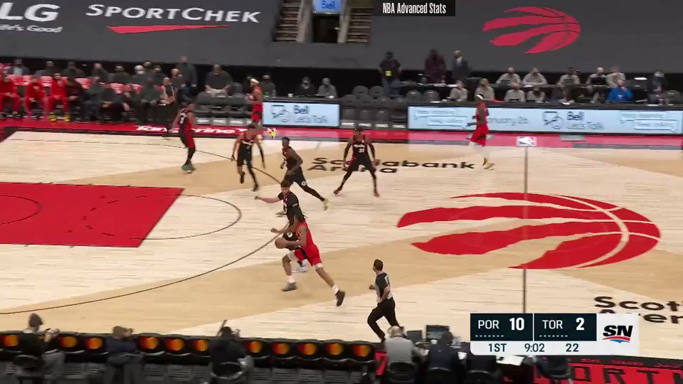 Not sure if a Scottie Barnes hook shot over Jusuf Nurkic with 18 seconds left on the shot clock is the Raptors' best source of offense https://t.co/8LFkDmv6md