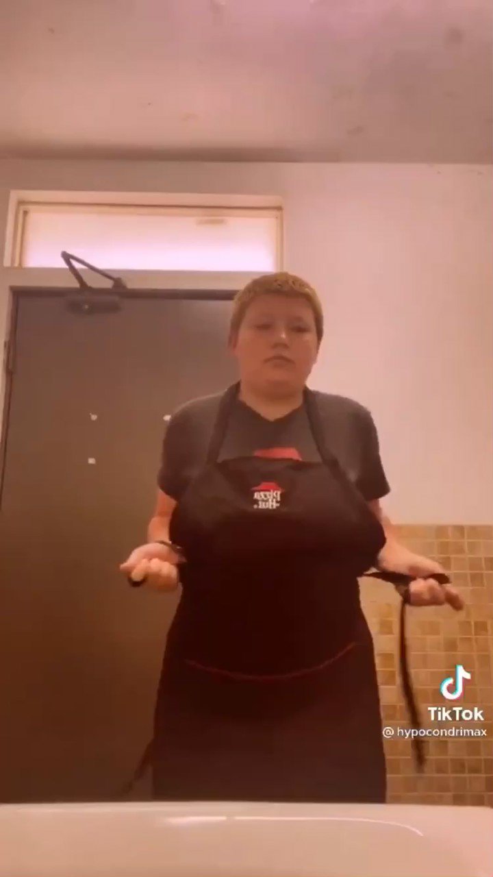 The Memes Archive on X: pizza hut worker tightening apron strings to cinch  waist and make big boobs bounce tiktok reaction video tik tok meme  t.coA5ejUPyKtQ  X