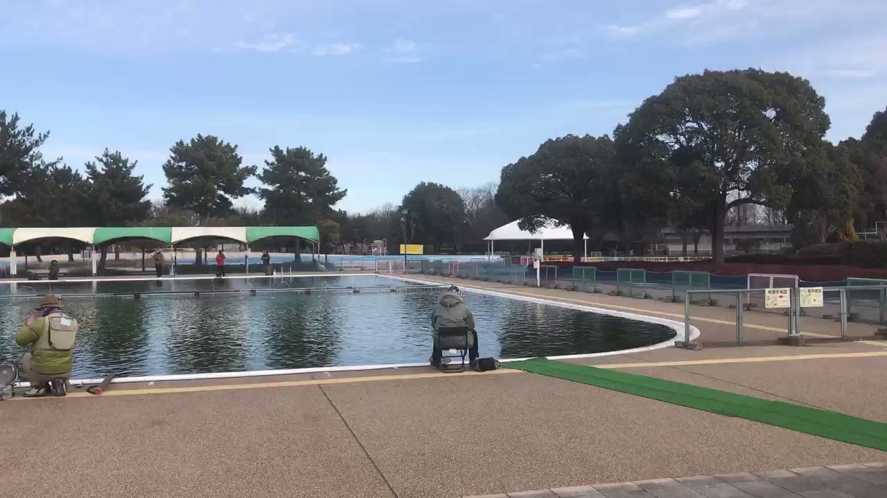 公式 川越水上公園 おはようございます 今日の釣り場の水温は8 入場者数は50名ほどになっております 冷え込みもそれほどキツくなく 昨日の生簀放流の効果もあり オレンジ 金等のハデめなカラーに反応あるようですよ ボトムからの巻き上げで