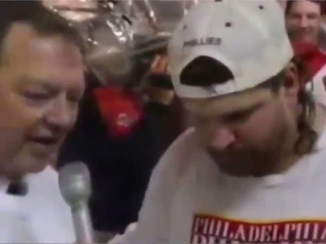 Happy birthday to John Kruk today.

Here he is celebrating after the 93 Phils clinched the NL East. 