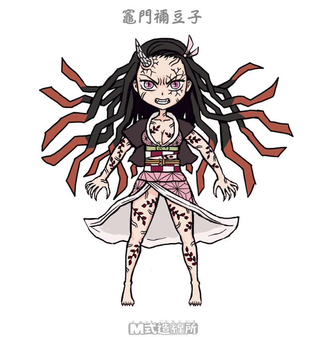 M式造線所さんがTwitterに投稿した竈門禰豆子(鬼滅の刃)のイラスト。