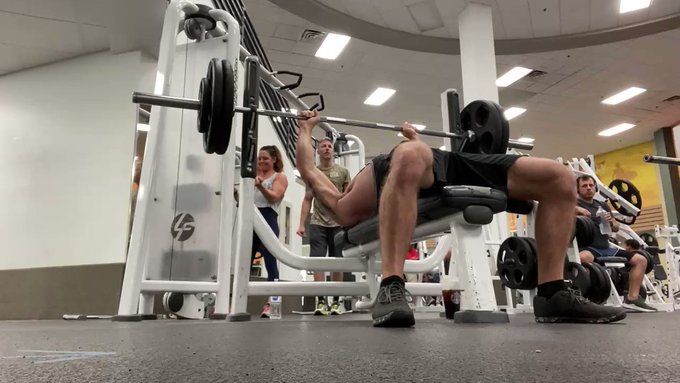 Fuck yea! New bench #PR ??. Did a set of 3 and then 2 at 245LBS ??. Complete set was 10reps at 185, 8reps