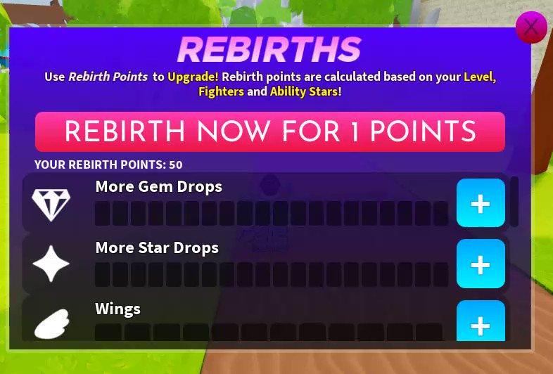 Anime Battlegrounds Y on X: Rebirths are coming to Anime Battlegrounds X  TOMORROW at 8:00AM PST Rebirth points get you: ⭐More star and gem drops  🧚Wings to fly around the map 🧲Increased