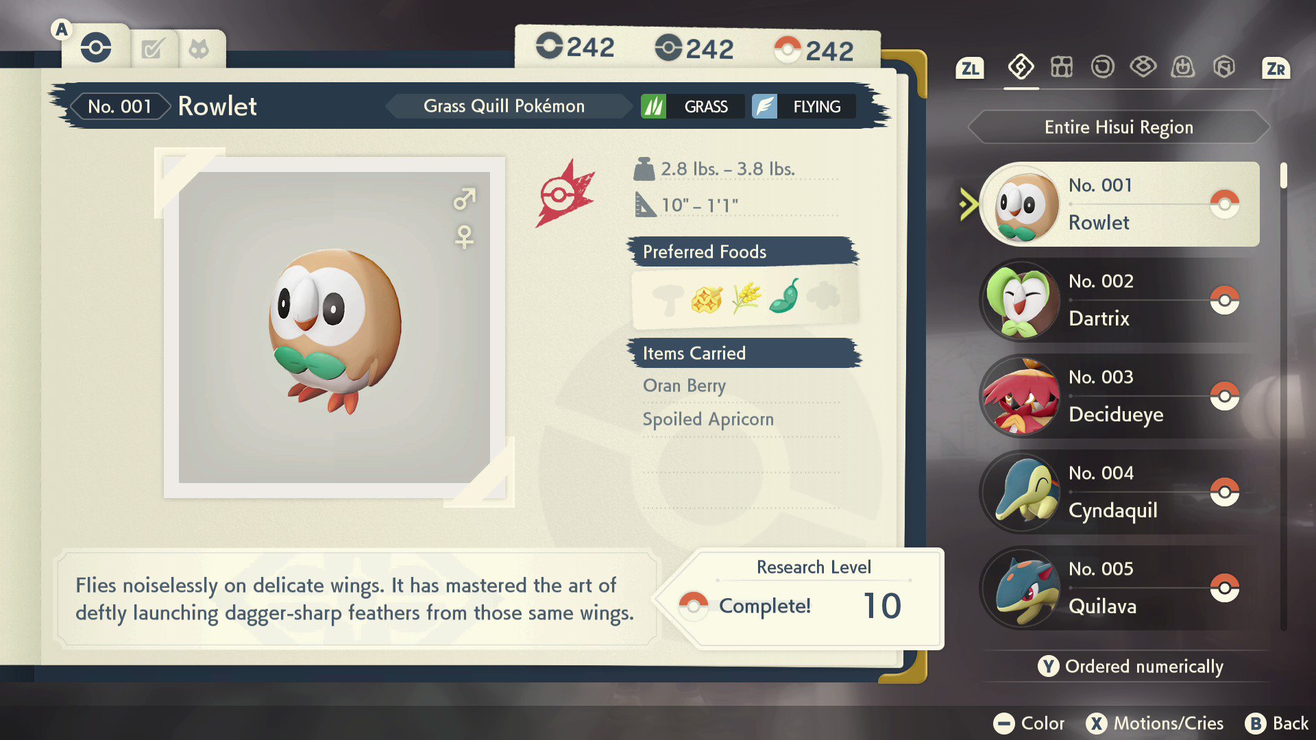 Rowlet  Pokédex