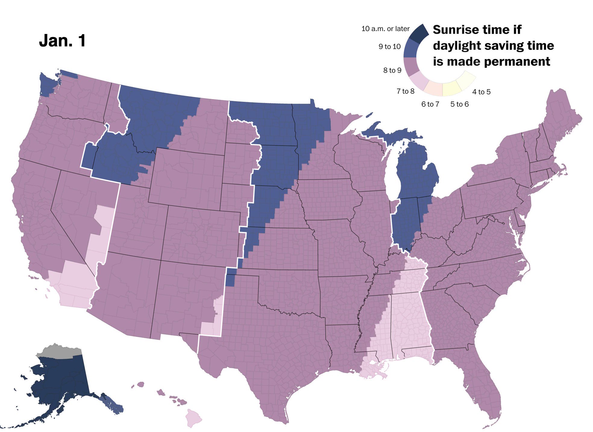 Map: The states in favor of yearlong daylight saving time