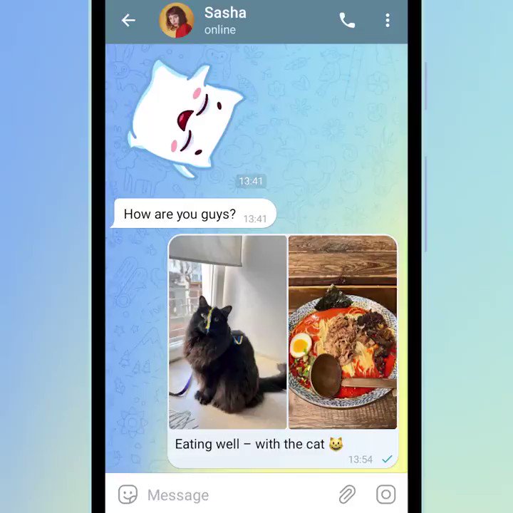 Telegram Messenger - On Android, pull the attachment menu to the top of your screen to ope... 