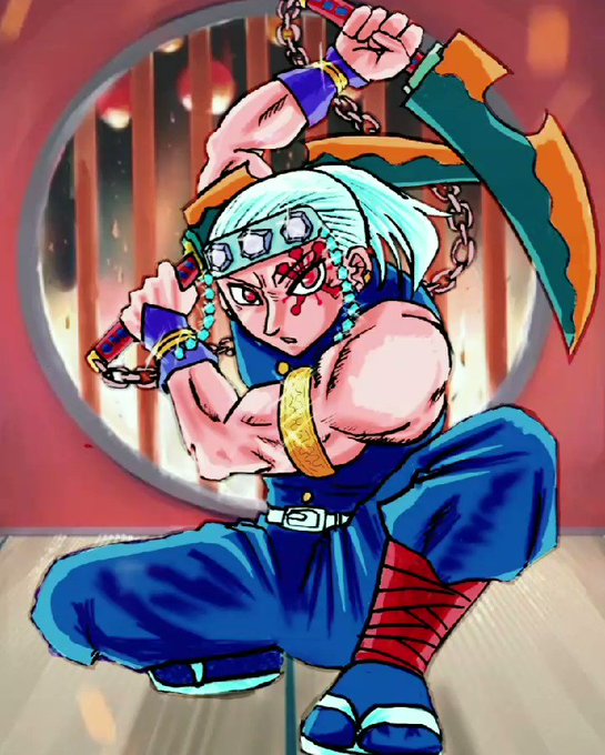 おだぴでさんがTwitterに投稿した宇髄天元(鬼滅の刃)のイラスト。