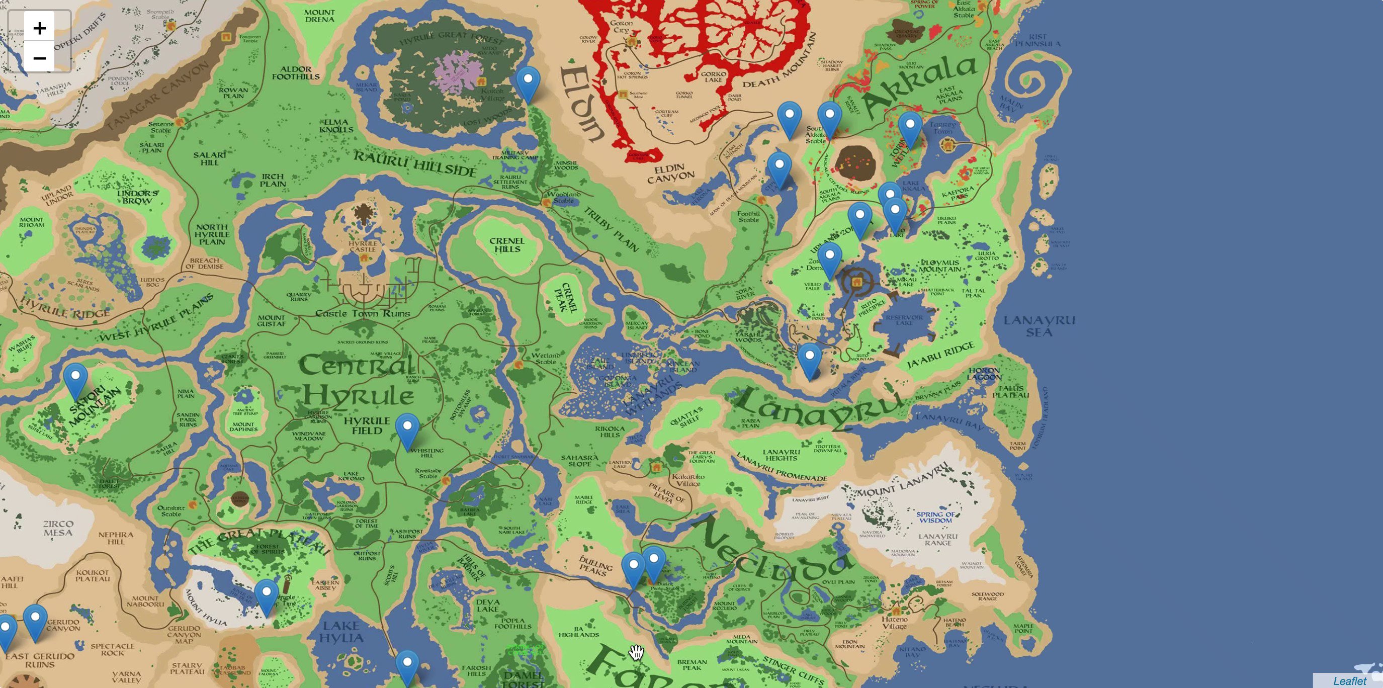 Карта Зельда Breath of the Wild