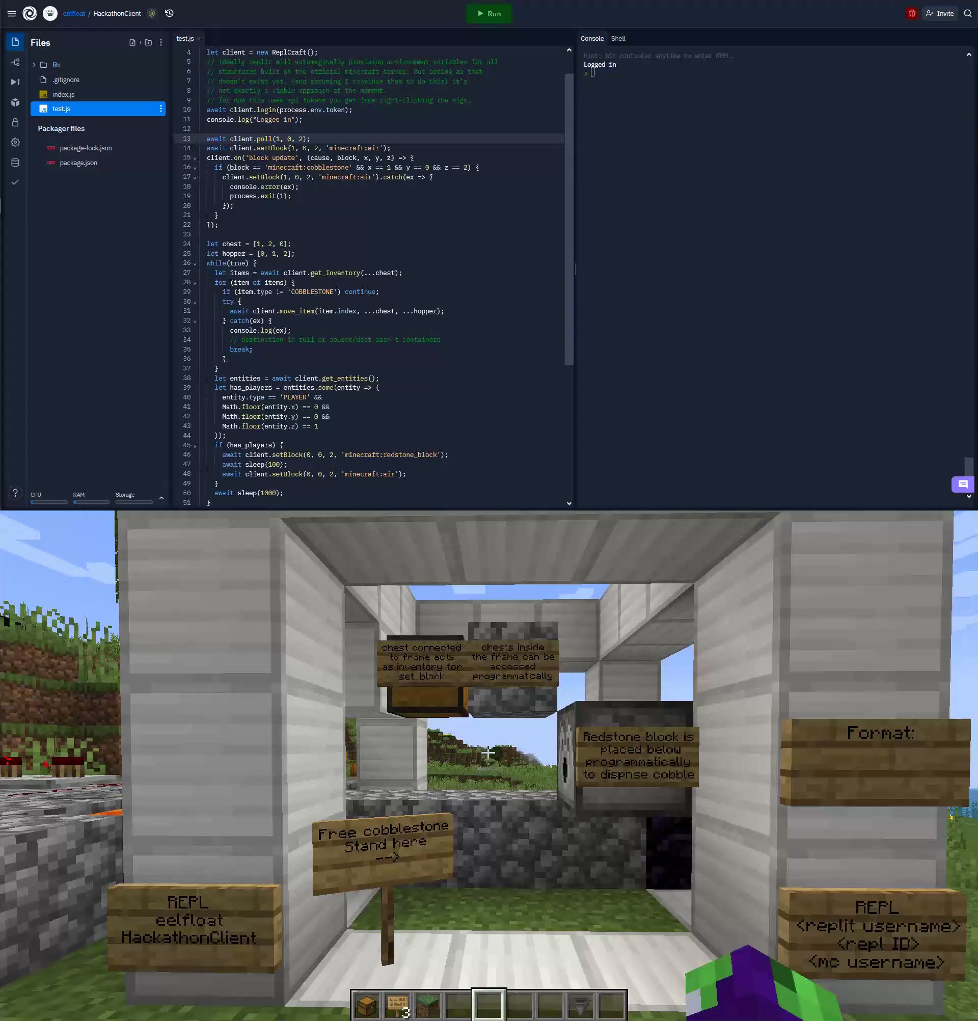 Minecraft in JavaScript - Replit