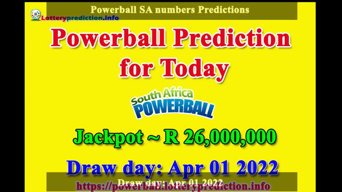 How to get Powerball SA numbers predictions on Friday 01-04-2022? Jackpot ~ R26 millions -> https://t.co/KdCVZRo25P https://t.co/nthHDgXo3r