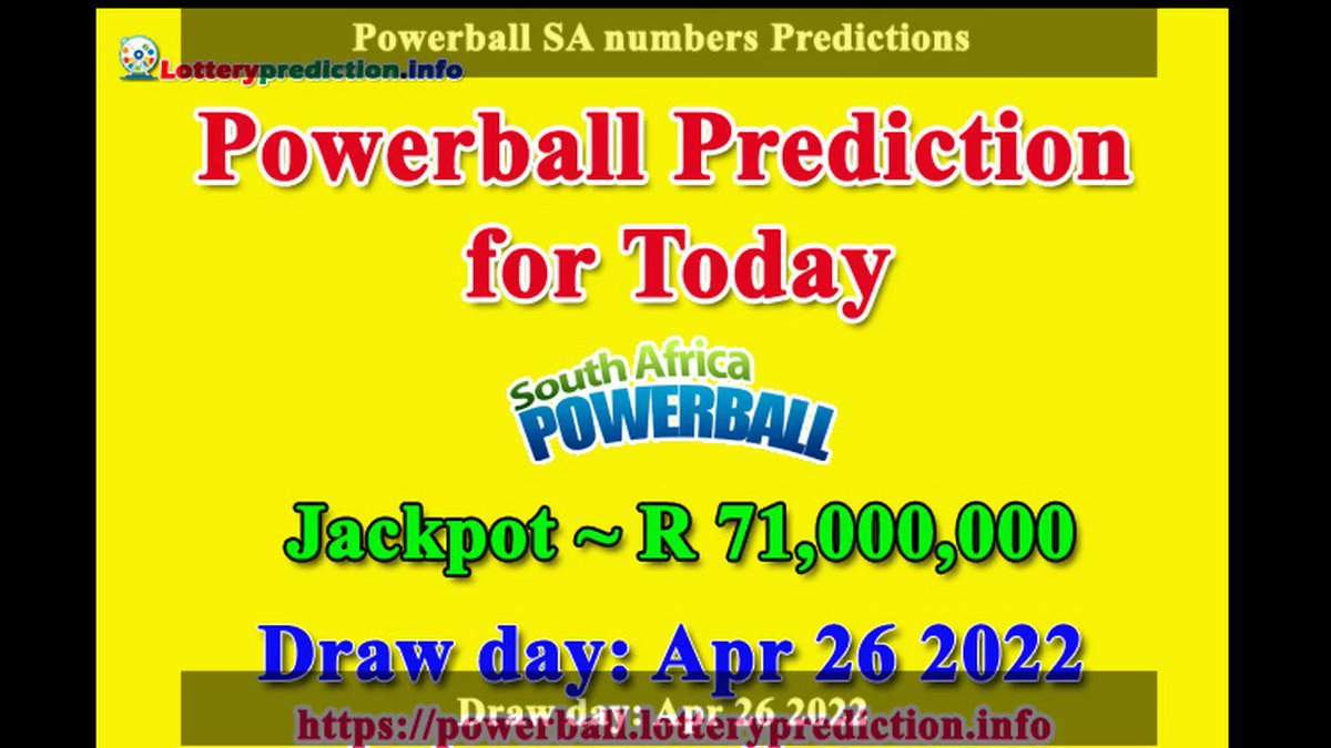 How to get Powerball SA numbers predictions on Tuesday 26-04-2022? Jackpot ~ R71 millions -> https://t.co/veZKdlU2hY https://t.co/DULLf8wYlH