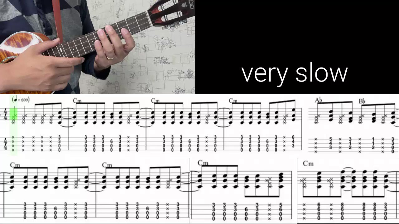 ゆーたろパパ Ukulele オマージュ オリジナル曲 イントロ部分のみ弾いてみたよん ブラッシングを上手く使いながら 疾走感を表現が出来たらカッコイイと思うよん 興味ある方は自作楽譜をコメントに貼っとくよん 良かったら遊んでみてね 完成度