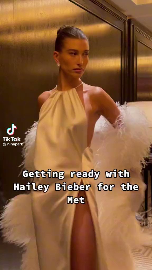 Hailey getting ready for the Met Gala.