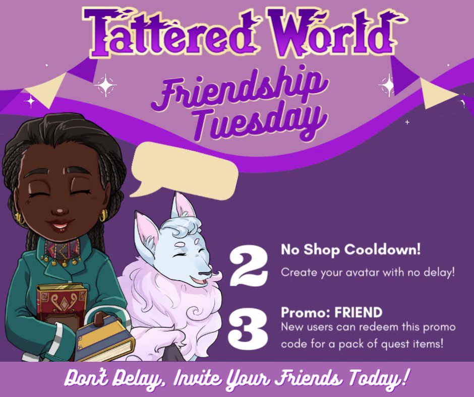 Tattered World on X: 🎮✨Have friends who love games? Invite them to join  Tattered World and double your fun! Share your referral link for bonus gems  and a special promo to get