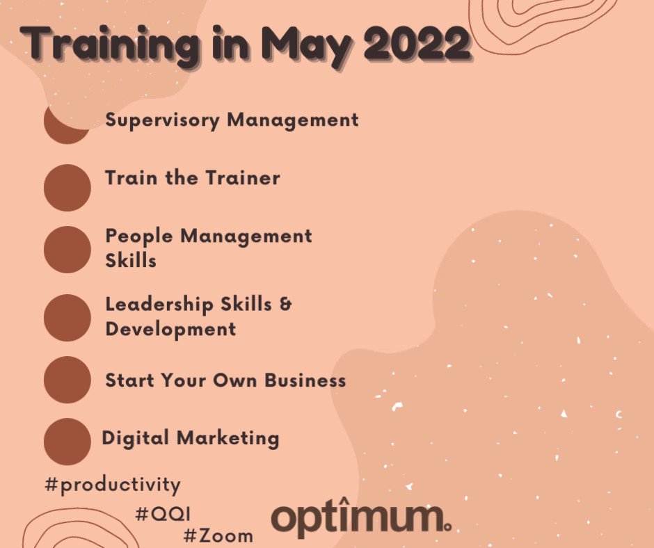 May has been a highly productive month in Optimum. We have delivered a wide range of training workshops & programmes across #Zoom and also back in the classroom environment. It is great to be part of the learning & development process and roll on June!!
#productivity #eLearning https://t.co/aJYcz0Etry