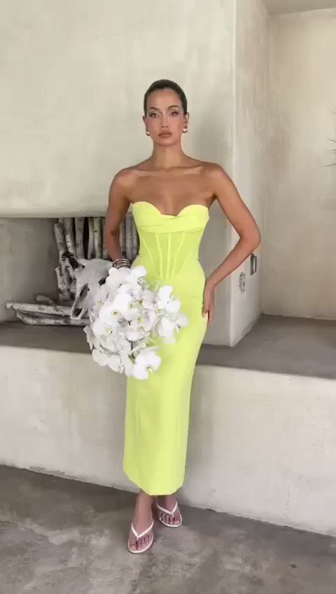 House of cb neon yellow dress cheap