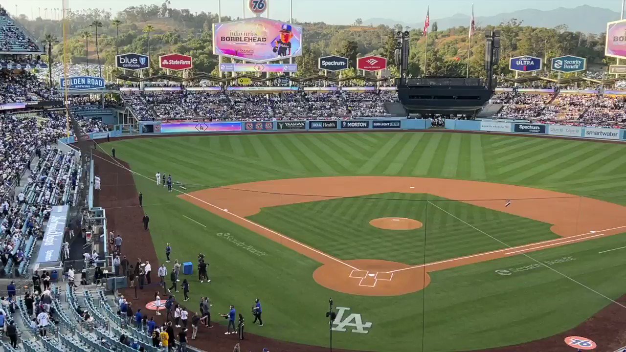 Led by Dodger Stadium sang happy birthday to Dave Roberts before first pitch. 