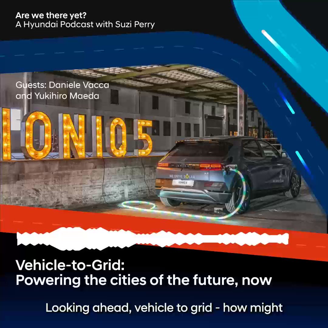 In the season finale of our podcast, Are We There Yet?, learn about our innovative approach to EV technology and how we are paving the way for Vehicle-to-Grid (V2G).

Listen now: https://t.co/GRt30Ek8lO

#hyundai #arewethereyet #V2G #EV https://t.co/yi8kGuUpWd