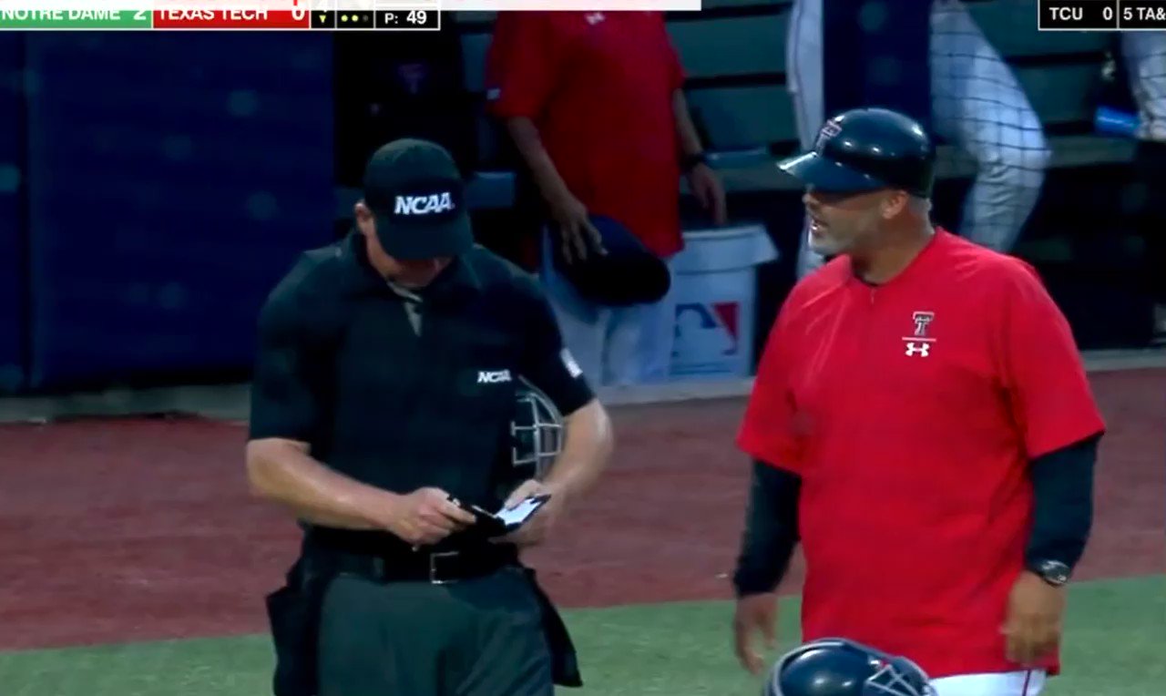to the Ump Show on Twitter "Texas Tech coach JBob Thomas got