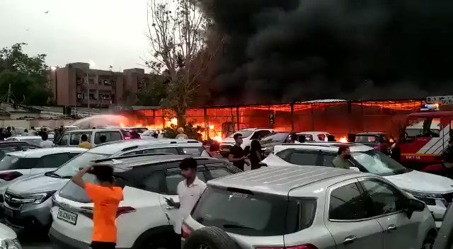 Watch: Over 90 vehicles gutted in Delhi parking fire