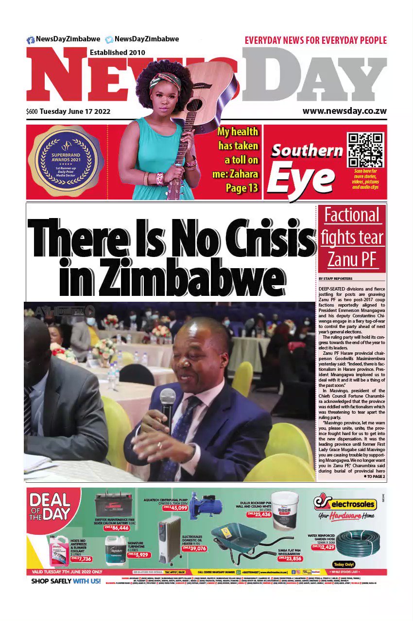 NewsDay Zimbabwe on Twitter: "#NEW #TalkingPaper 🔴 𝐖𝐞 𝐝𝐨𝐧'𝐭 𝐡𝐚𝐯𝐞 𝐭𝐡𝐞